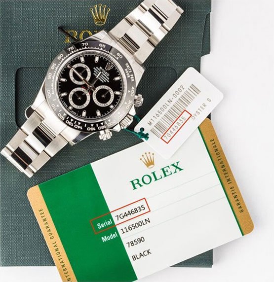 where is the serial number located on a rolex watch